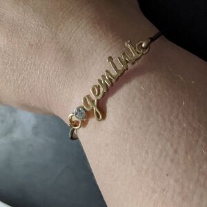 Gold Tone Clear Rhinestone Gemini Bangle Statement Bracelet